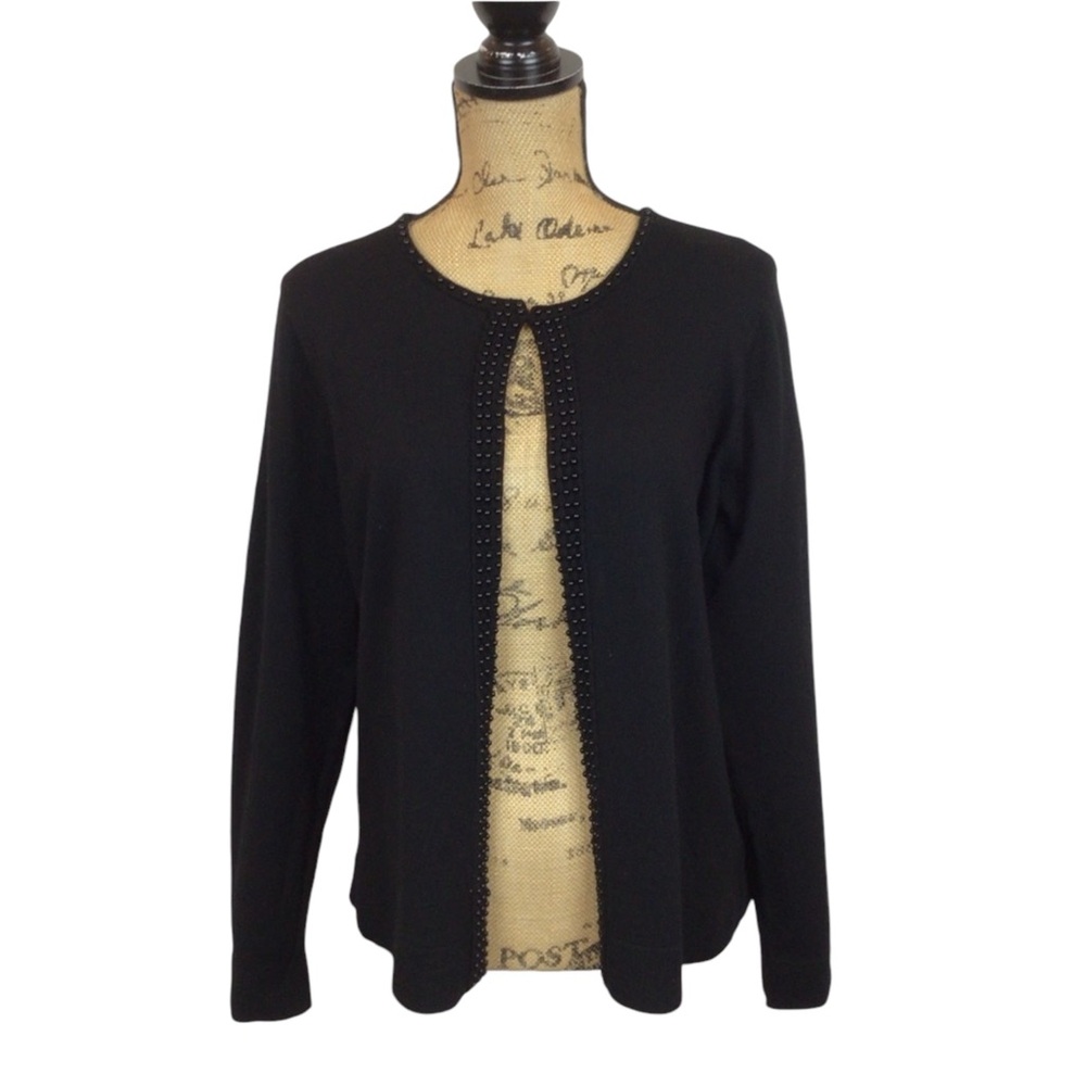 Pendleton Embellished Black Wool Cardigan Like New